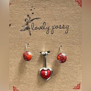 Silver and glass heart arrow jewelry